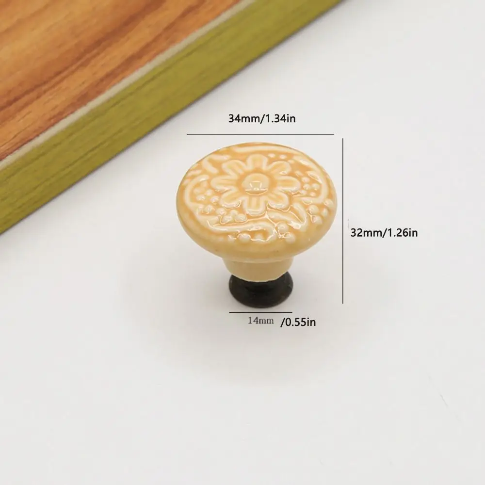 Single Hole Round Ceramic Knob Handle Flower Surface Cabinet Kitchen Door Drawer Handles Dresser Knobs Pulls Furniture Hardware furniture knobs