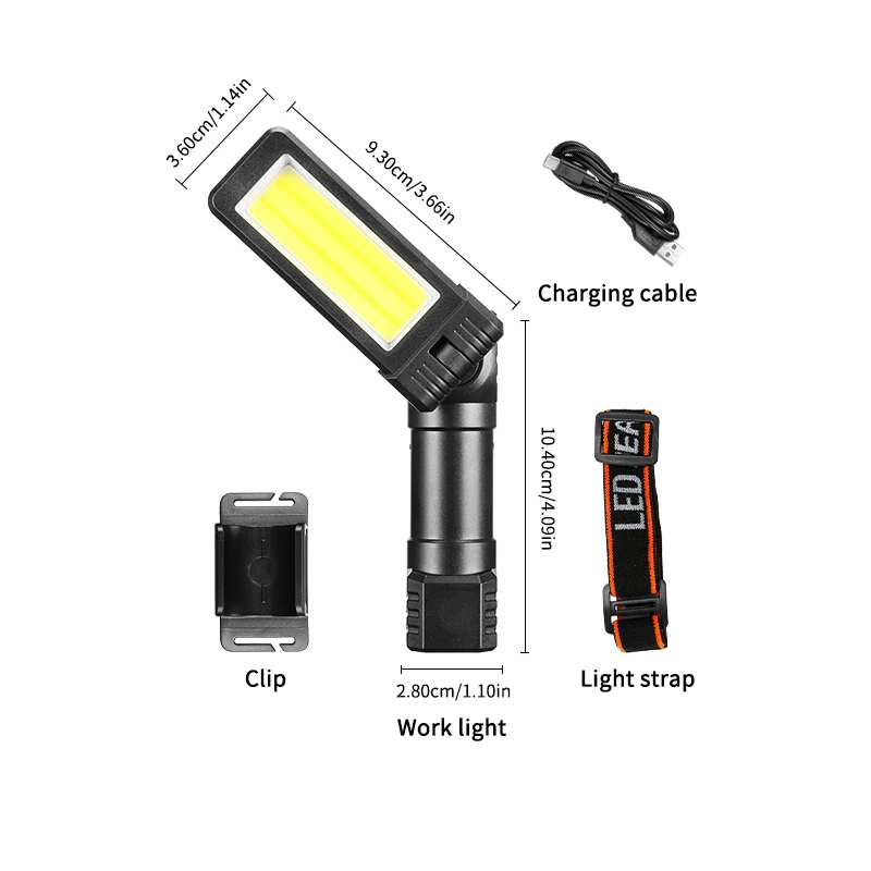 كشاف عمل LED COB مقاوم للماء قابل للشحن بمغناطيس