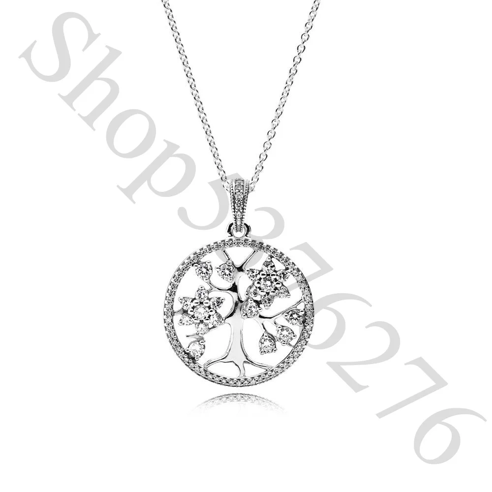 

Authentic 925 Sterling Silver Family Tree Fashion Pendant Necklace Fit Women Bead Charm Gift DIY Jewelry