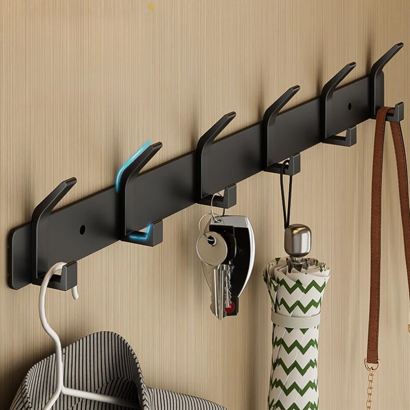 Double Layer Heavy-Duty Hanger, Suitable For Clothes, Hats, Umbrellas, And Keys-Black Metal Storage Rack With Multiple Hooks