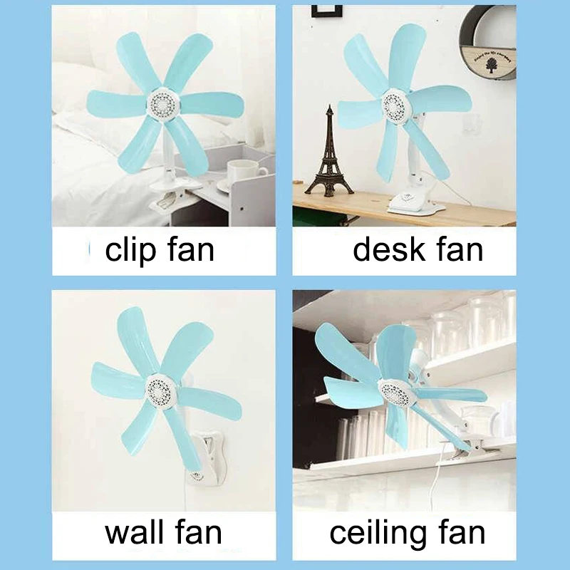 Home Desktop Clip Fan Mini Electric Wall Mounted Office Clamp Cooling Fans Student Dorm Bed Natural Wind Ventilation 220V 2