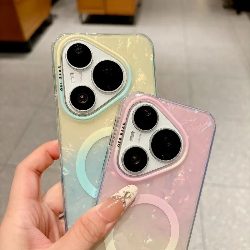 Fashion Magnetic Matte Gradient Color Transparent Case with Collision Protection and Skin-Friendly Texture