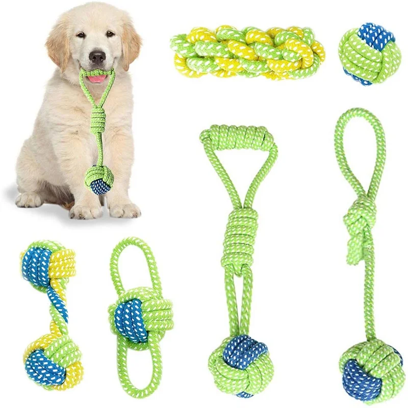 Pet Dog Cotton Rope Chew Toys Natural Cotton Washable Durable Tug Large Small Dogs Toy Interactive Cotton Rope Pet Supplies
