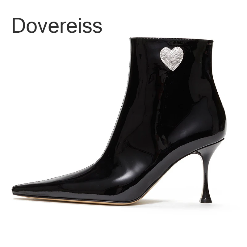 

Dovereiss 2022 Fashion Women Shoes Winter Clear Heels Ankle Boots New Sexy Zipper Pointed Toe Stilettos Heels Short Boots 42 43
