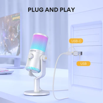 Maono DM30 RGB USB Microphone RGB Gaming Microphone Computer Mic USB Gaming Mic with Mic Gain and RGB Lighting for PC,Phone 6