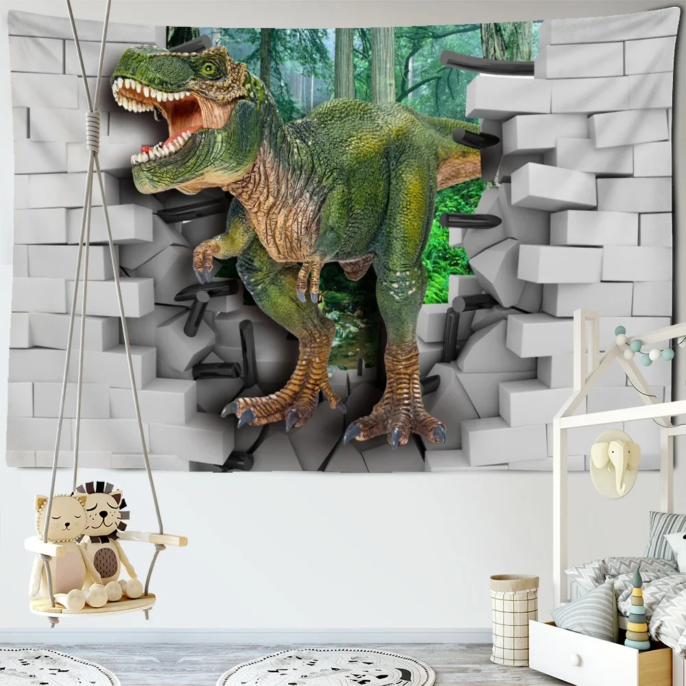 Retro Jurassic Dinosaur Wall Tapestry Tyrannosaurus Rex Park Wall Hanging Tapestry Home Decor Table Cover Arazzo