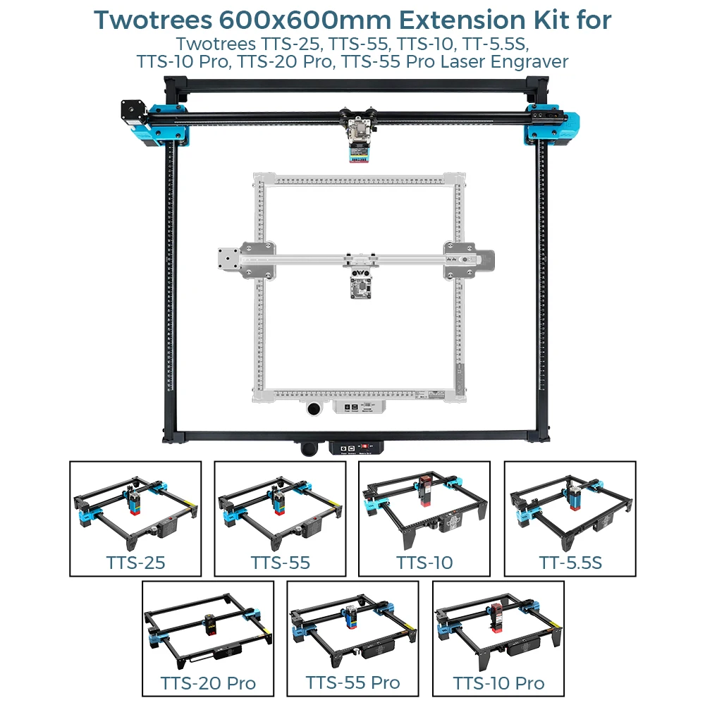 Dwa drzewa grawerowanie laserowe aluminiowa rama profilowa 600x600mm grawer laserowy zestaw ulepszeń dla TTS-55 TTS-10 części laserowe Pro CNC