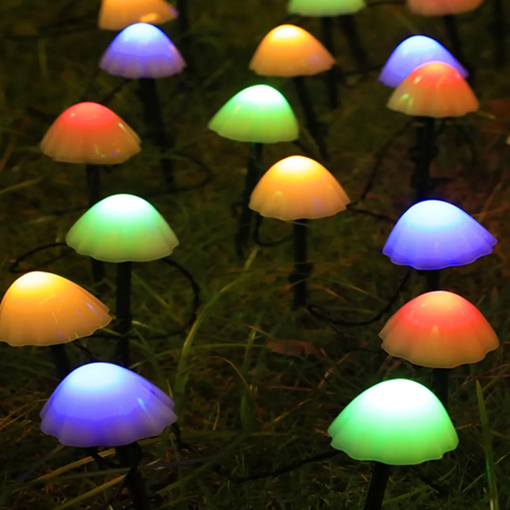 Led Solar Mushroom String Lights Decorazione Light Ip65 Ghirlanda Impermeabile Per Illuminazione Natalizia Del Percorso Del Giardino All'Aperto