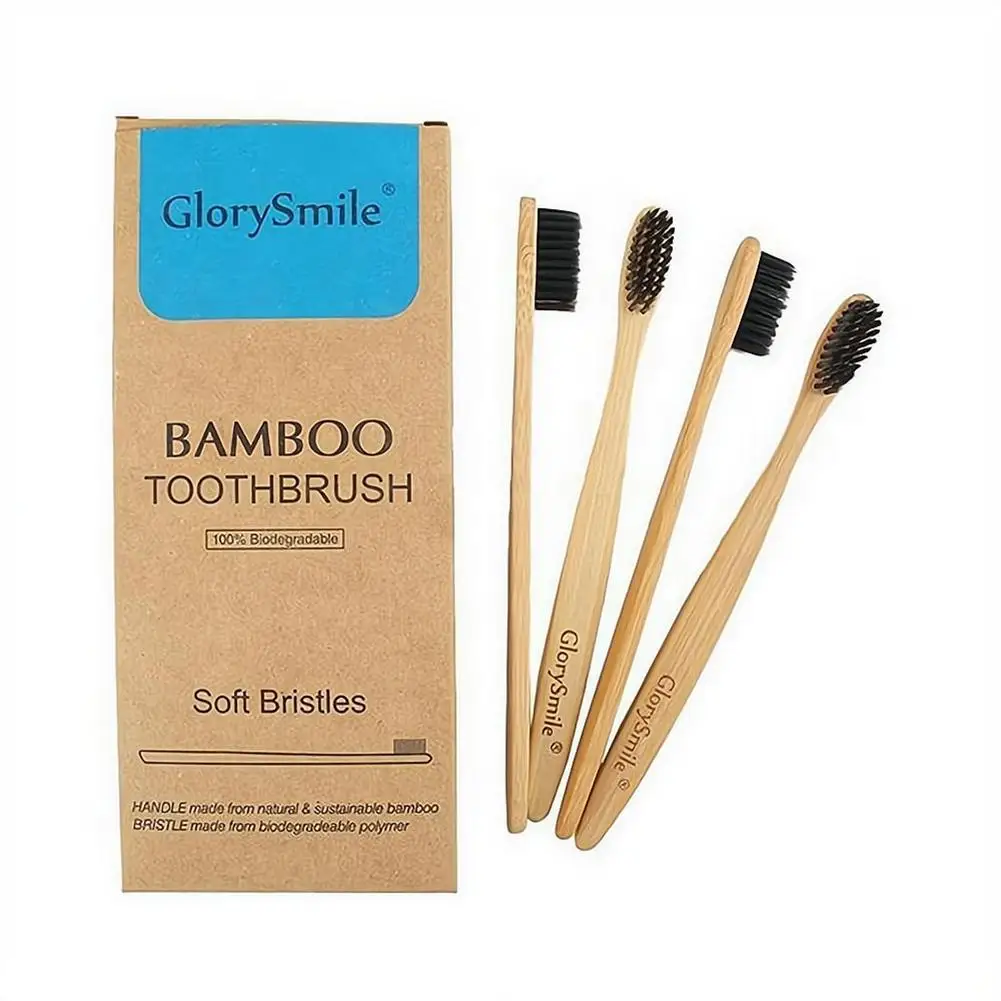Eco-Friendly Bamboo Toothbrush Set with Charcoal-Infused Soft Bristles