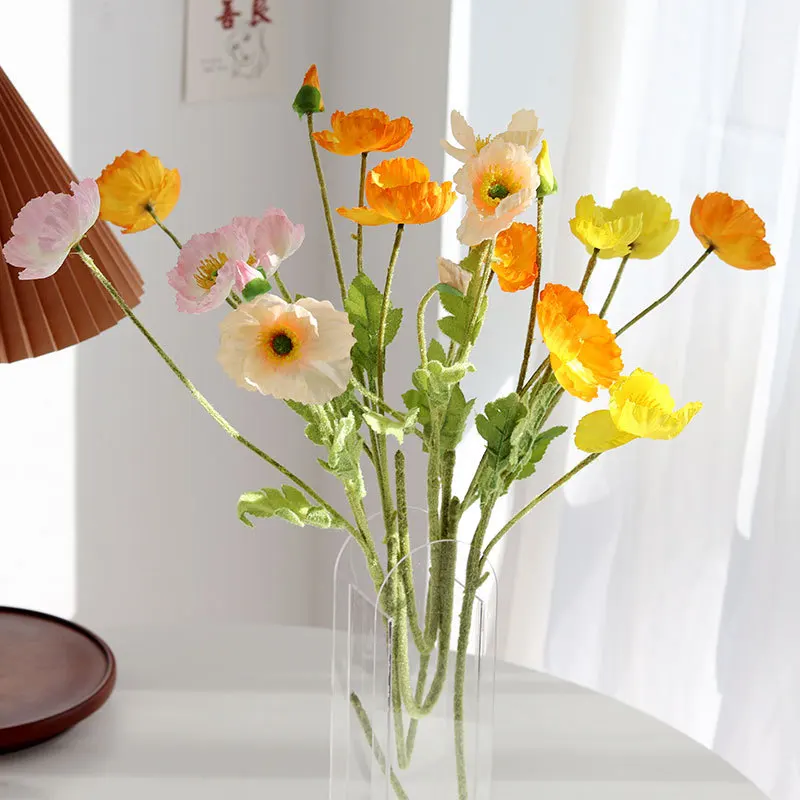 

Yu Meiren's Simulated Flower Velvet Planting Poppy Flower Wedding Decoration Home Vase Decoration Artificial Silk Flowers Craft