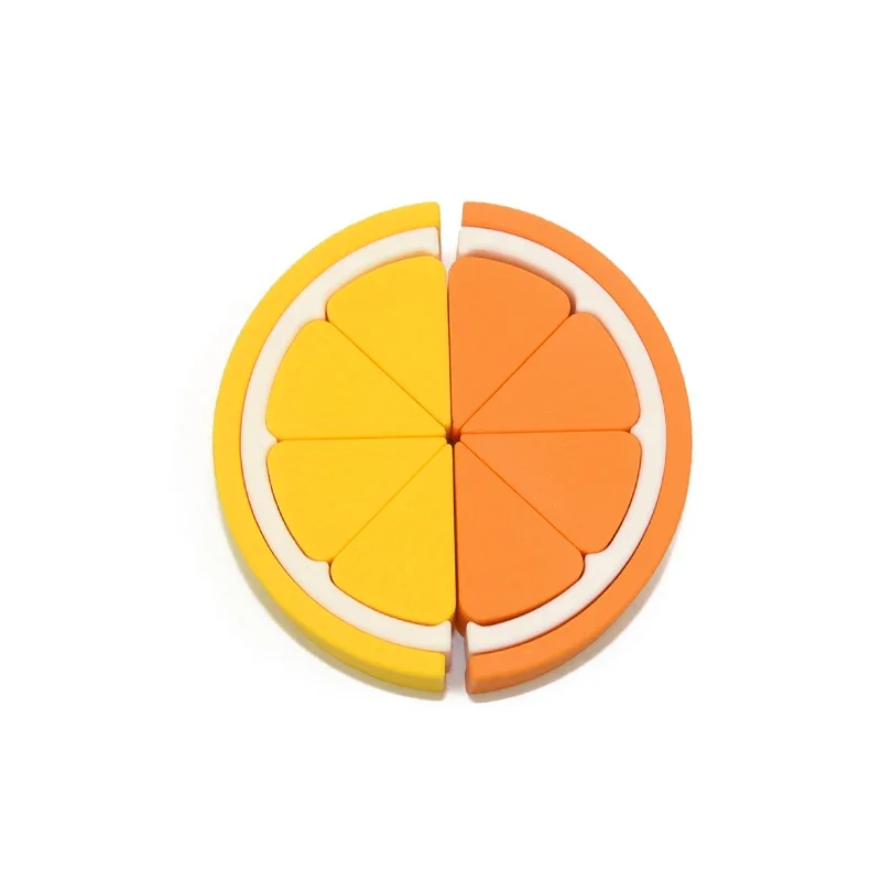 

100% Food Grade Silicone Educational Toy For Kids Develop Intelligence Lemon Shape BPA Free Silicone Baby Stacking Toys