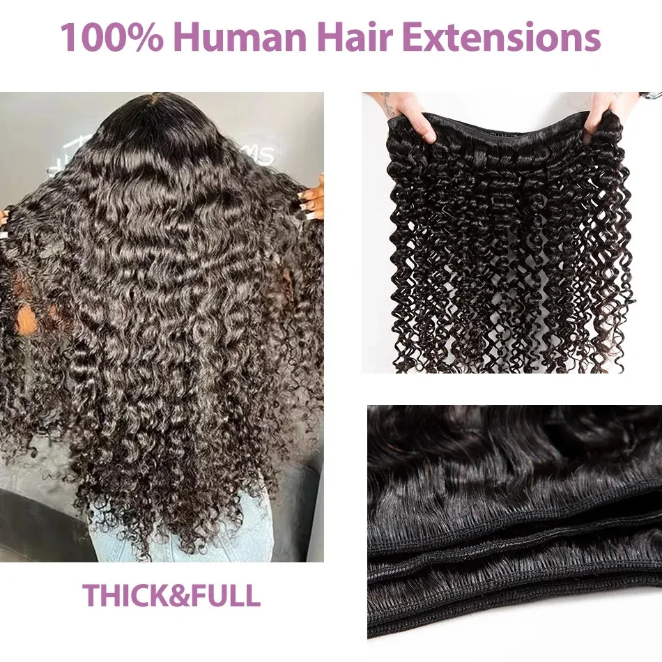 Human Hair Extensions Links Curly Human Hair Bundles 30 32 Inch Remy Unprocessed Raw Virgin Human Hair Water Wave Extensions 3 4 5 Bundles Deal