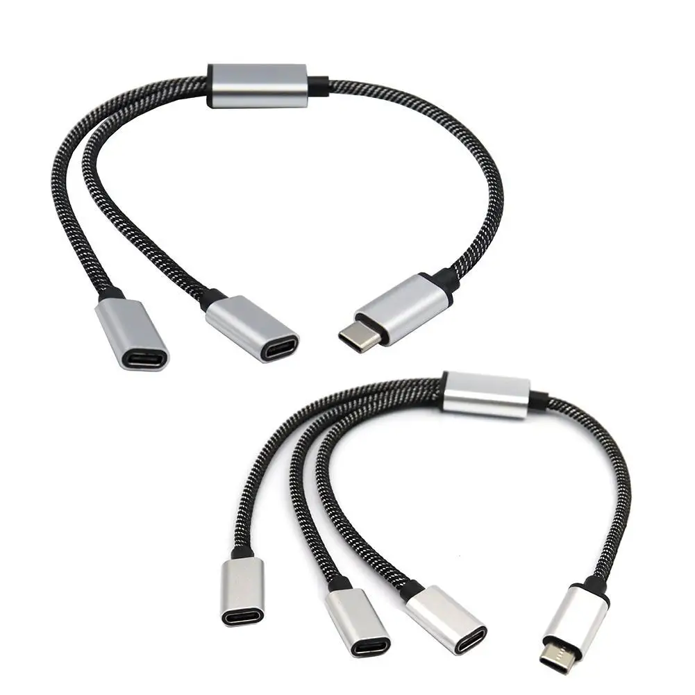 USB C 남성 듀얼 USB C 여성 분배기 휴대 전화 태블릿 TypeC 허브 3 포트 1-2 TypeC 인터페이스 TypeC 분배기