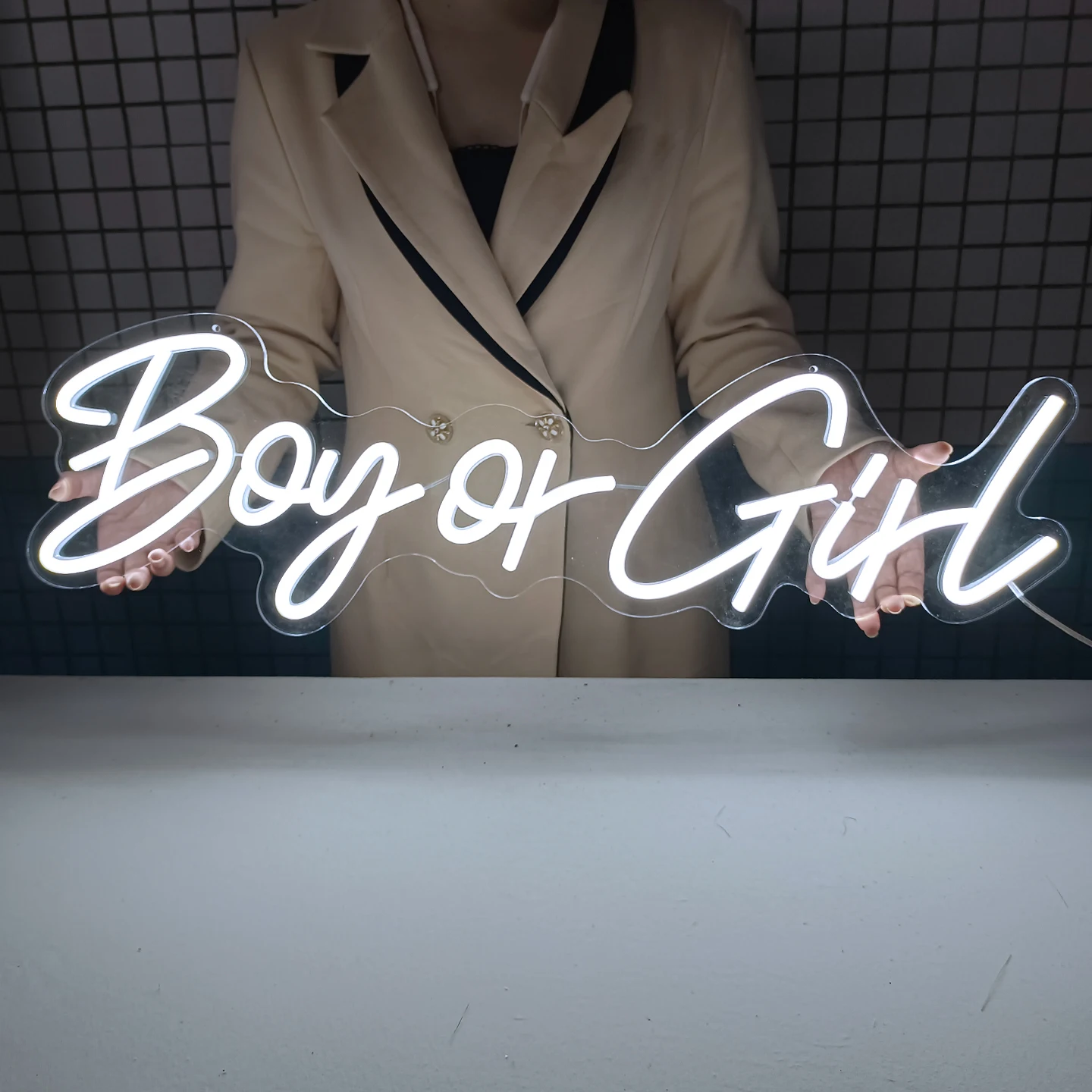 Insegna Neon LED Boy Or Girl - Decorazione Baby Shower, Annuncio Gravidanza Con Luci - Foto 9