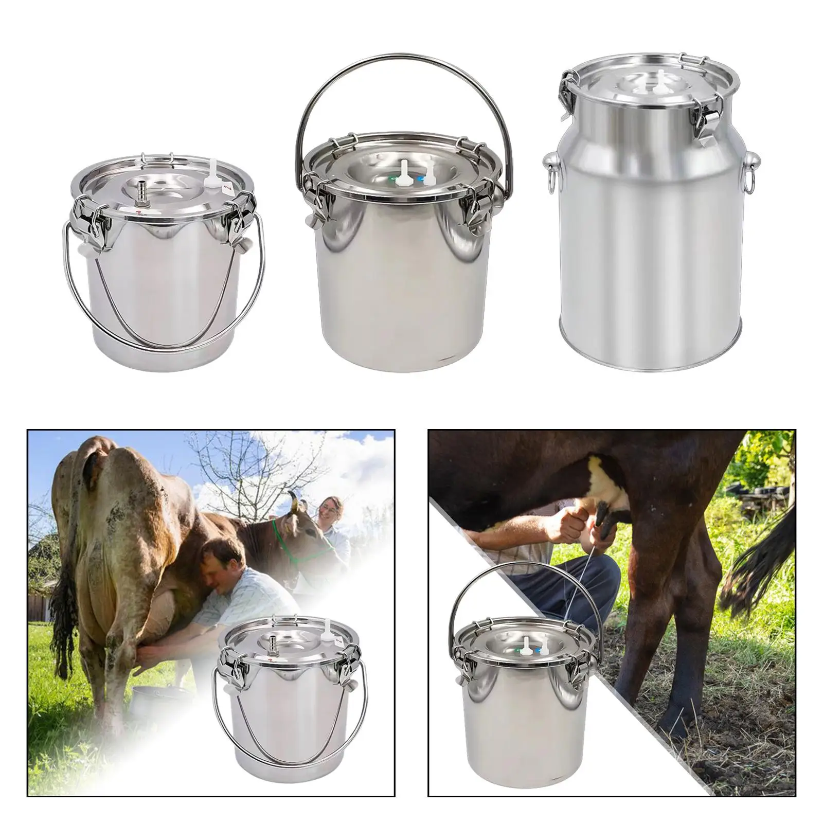 Stainless Steel Milking Bucket for Livestock and Farm Use with Large Capacity