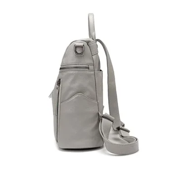 Backpack girls Korean fashion all-match soft leather cowhide leather backpack school bag dual-use pouch bags for women 5