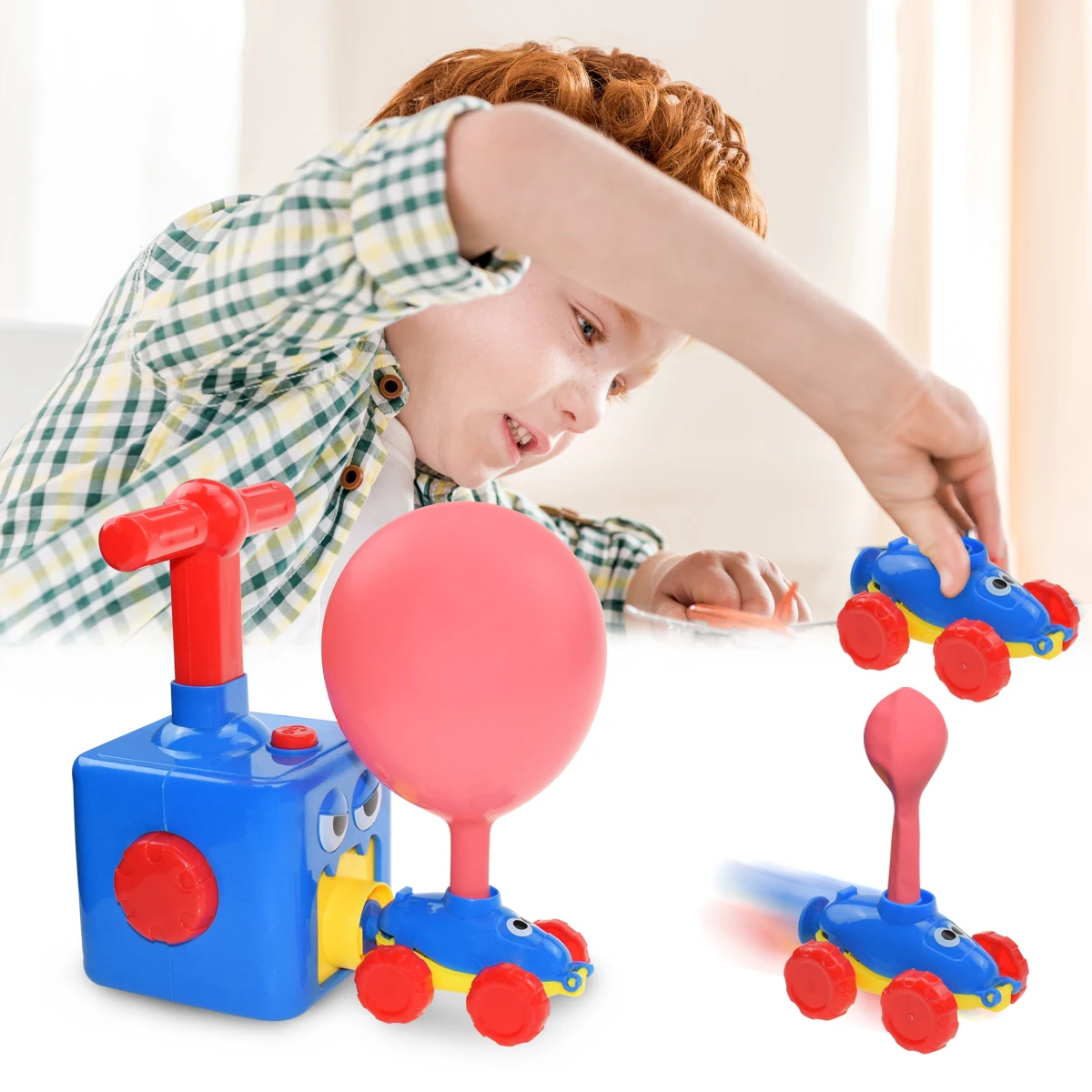 Balloon powered car Children's inertial pressure Educational novelty toys