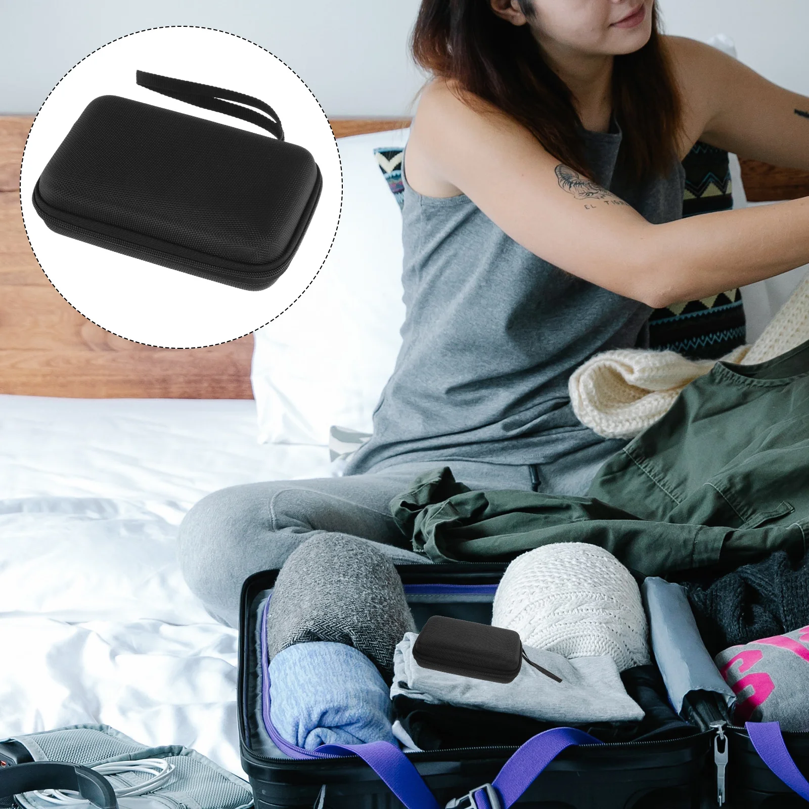 

Portable Hard Drive Bag Outdoor Small Earphone Bag Earphone Case Headphone Small Travel