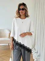 Nouvelle Collection Été 2026 – T-shirt Ample Femme Imprimé Léopard à Volants et Lacets Rembourrés 5