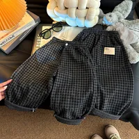 Pantalons pour enfants de 1 à 8 ans, amples et décontractés, à carreaux noirs, droits, vêtements coréens pour tout-petits, nouvelle collection printemps-automne 1