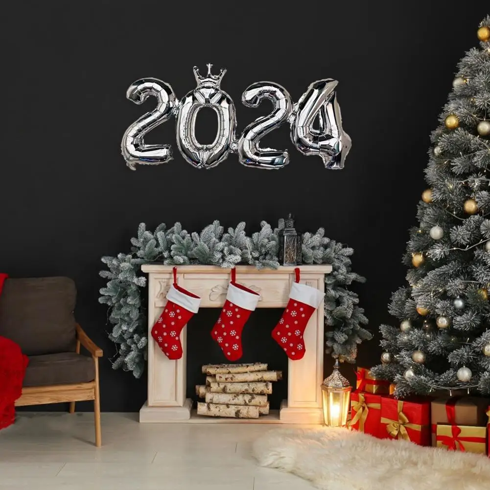 

New Year Balloon 2024 Bright Color Anti-explosion Number Balloon Versatile New Year Party Ornament for Decoration 2024 Number