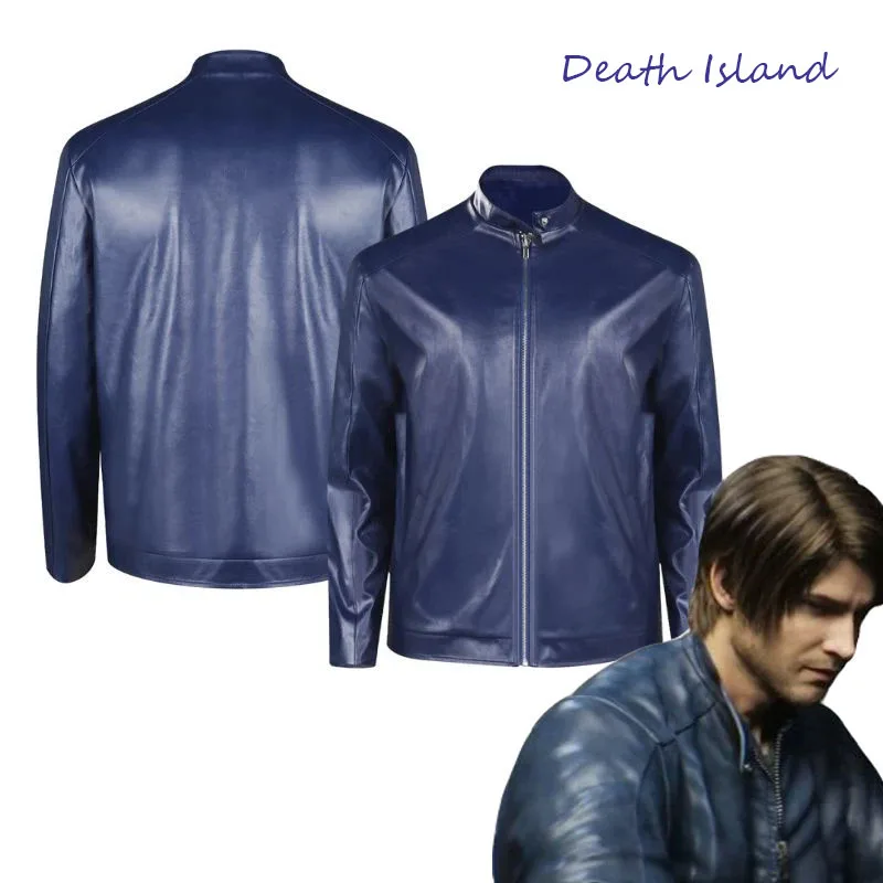 

Death Island Leon S Kennedy Cosplay Costume Blue Jacket Biohazard Resident Coats for Men Casual Outfit Halloween Disguise Suit