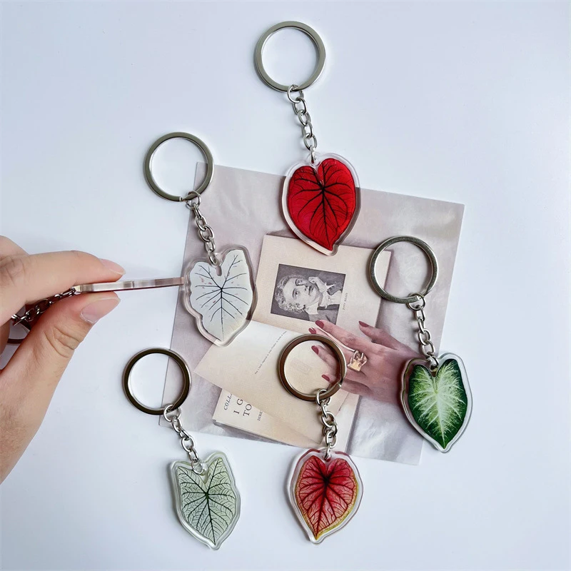 1PC Rare Plant Acrylic Keychain Simulation Leaves Shape Keyring Leaf Foliage Key Chain Car Bag Charm Fashion Pendant Mom Gift