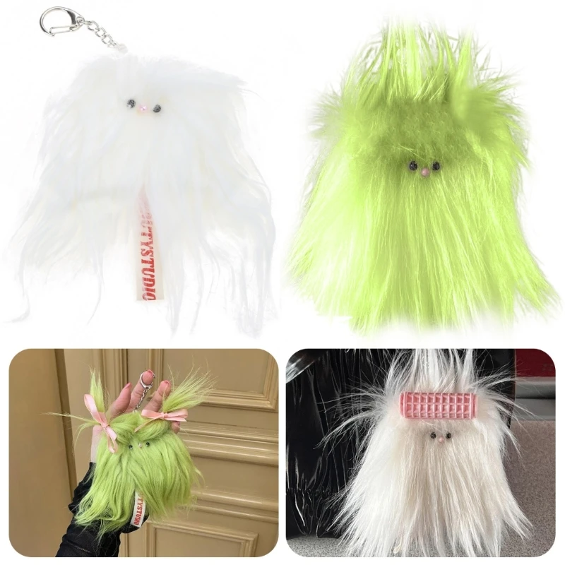 

Plush Long-haired Keychain Backpack Ornament for Girls and Kids Exquisite Animal Dog Keychain Key Rings Bag Accessories