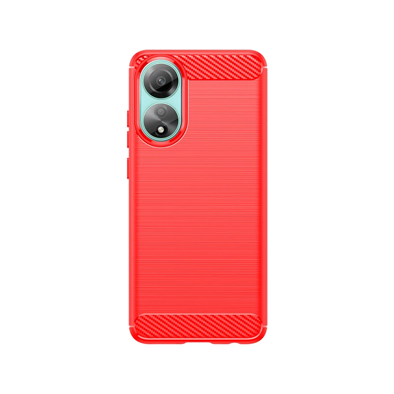  FZZSZS Funda para Oppo A78 5G + protector de pantalla de vidrio  templado, carcasa de fibra de carbono roja, funda de silicona suave TPU  para Oppo A78 5G (6.56 pulgadas) 