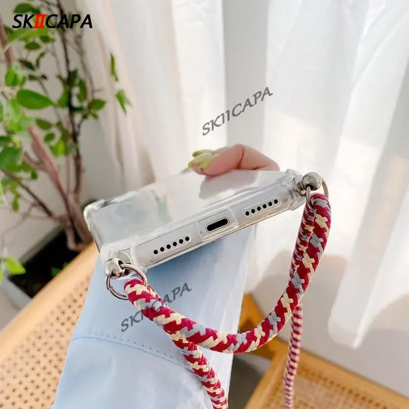 Gradient Silicone Shockproof Crossbody Necklace Phone Case