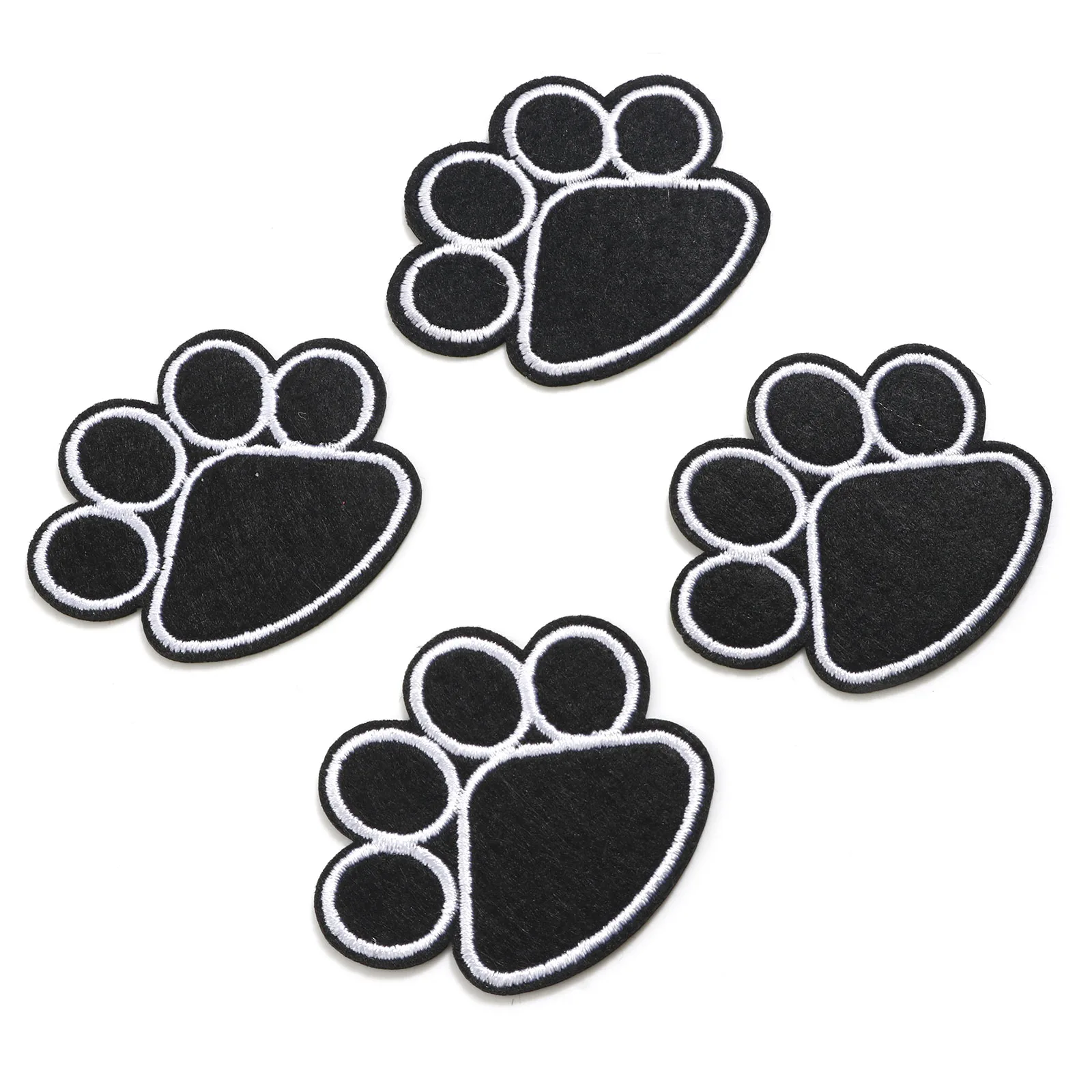 2개입 부직포 애완견 검정색 발톱 자수 패치 접착제 부착 DIY 공예 의류용 5.1x4.2cm