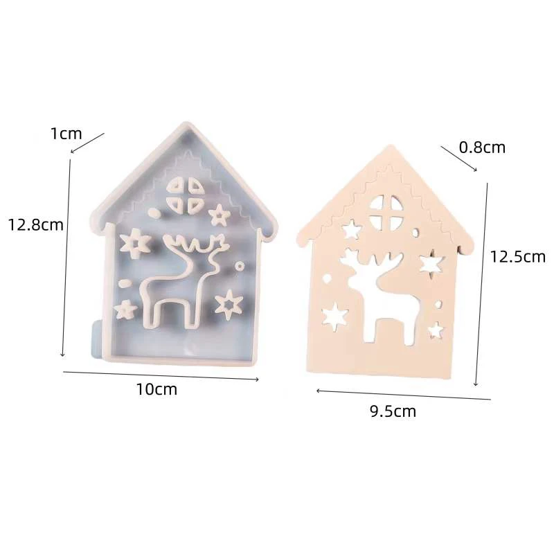 Elk House Candle Holder Silicone Mold Diy Window Houses Light Candle Holder Craft Gift Making Resin Gypsum Molds Home Decor images - 6