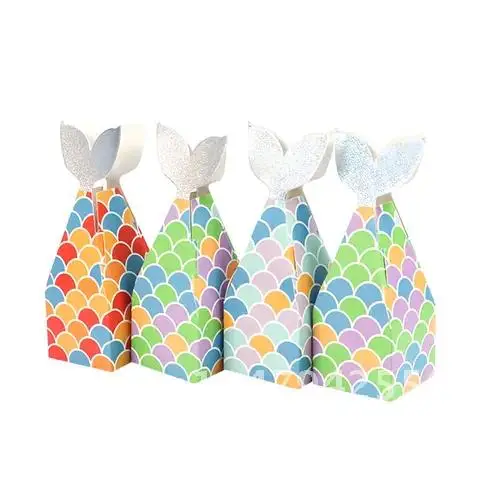 

10 шт., бумажные коробки для конфет с хвостом Русалочки
