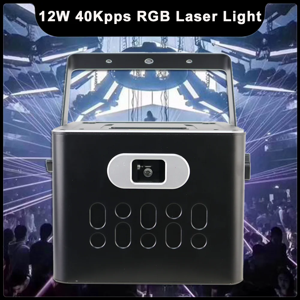 

12W 40Kpps RGB Animation Stage Scanning Laser Light Beam Pattern Projector DMX512 DJ Disco Club Nightclub Laser Stage Effect