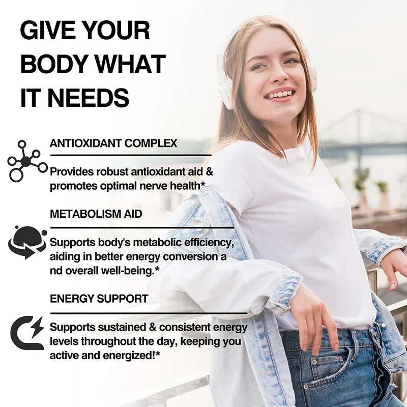 Alpha Lipoic Acid Capsules for Nerve Energy & Metabolism Support Promotes Cardiovascular Health Antioxidant