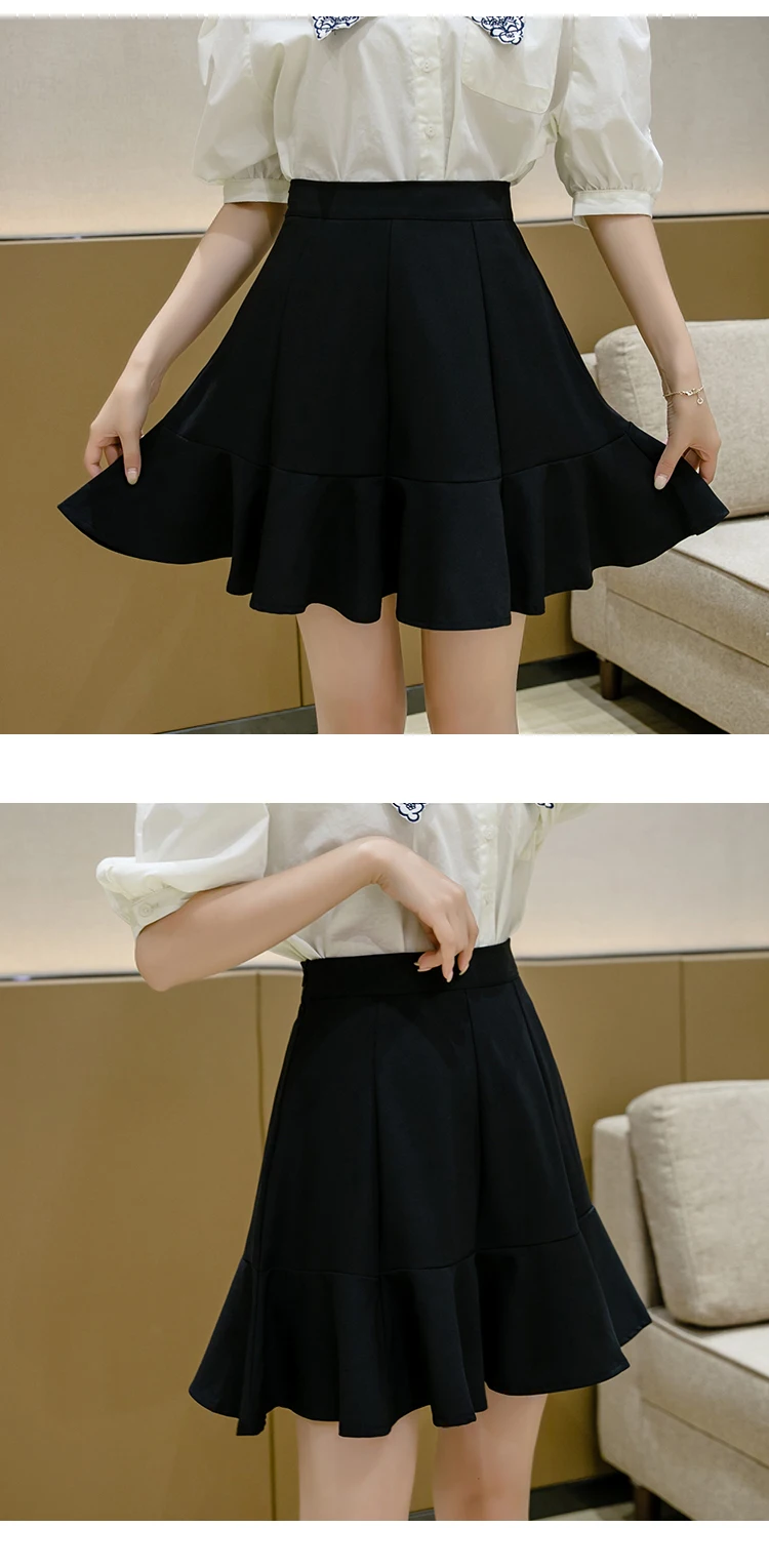 pleated midi skirt Skirt Women Clothing Casual Solid Ruffles Woman Skirts High Waist A-Line Mini Skirts Summer Short Skirt Female 2021 Jupe Femme black tennis skirt