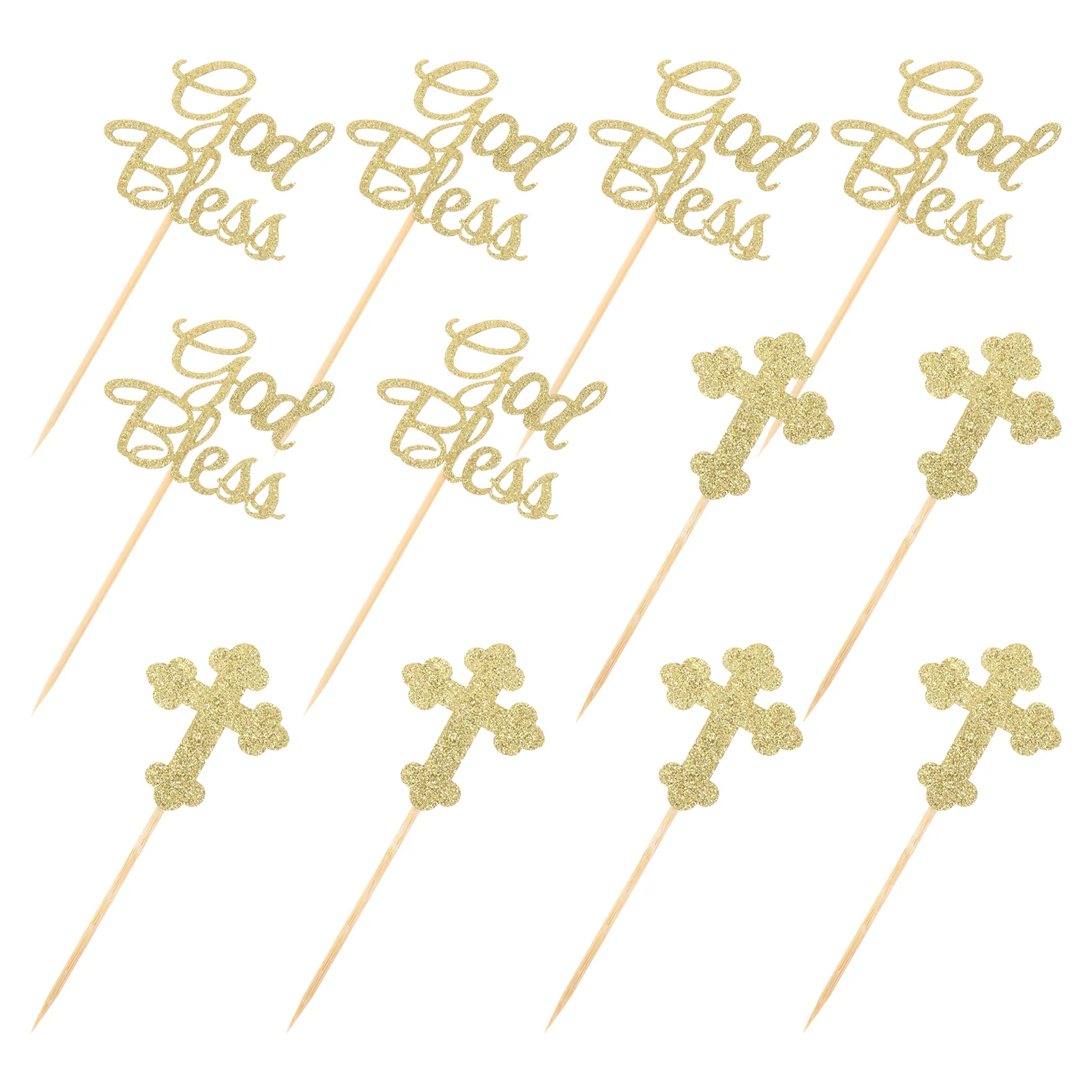 

24 Pcs Cake Insert Birthday Topper Decor Hat Cross Toppers Wood Ornaments Cupcake