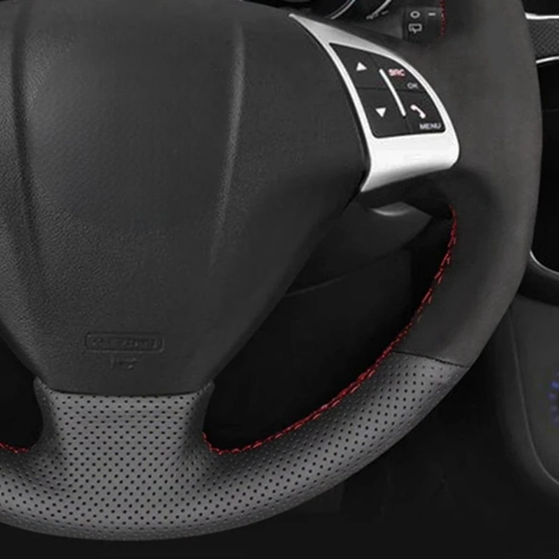 Coprivolante per auto in vera pelle scamosciata nera fai-da-te per Fiat Punto Bravo Linea 2007-2019 Qubo Doblo 2008-2015 Grande Punto - Image 4