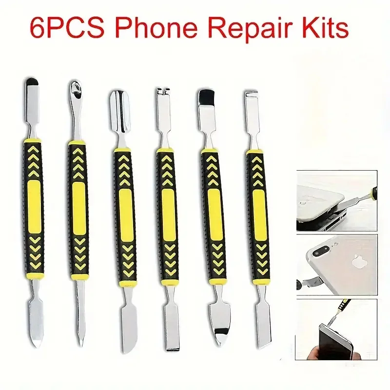 

6pcs Dual Head Metal Pry Bar Set For Mobile Phones Laptops And Electrical Appliances Essential Maintenance Disassembling Tools