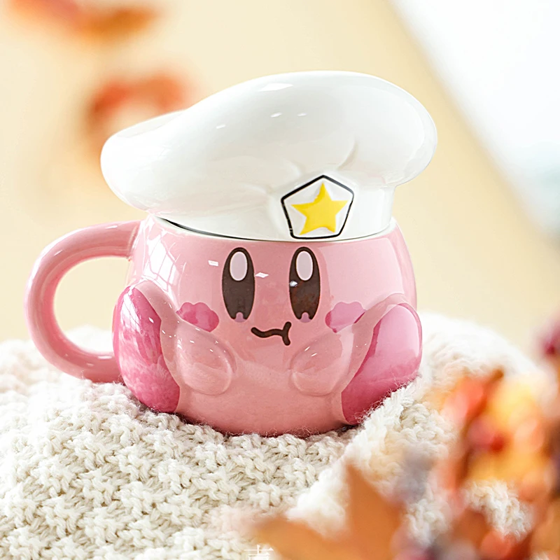 Anime Cartoon Kirby Mug Creative Glass Coffee Tea Mug Drinks Dessert  Breakfast Milk Cup Glass Mugs Handle Drinkware