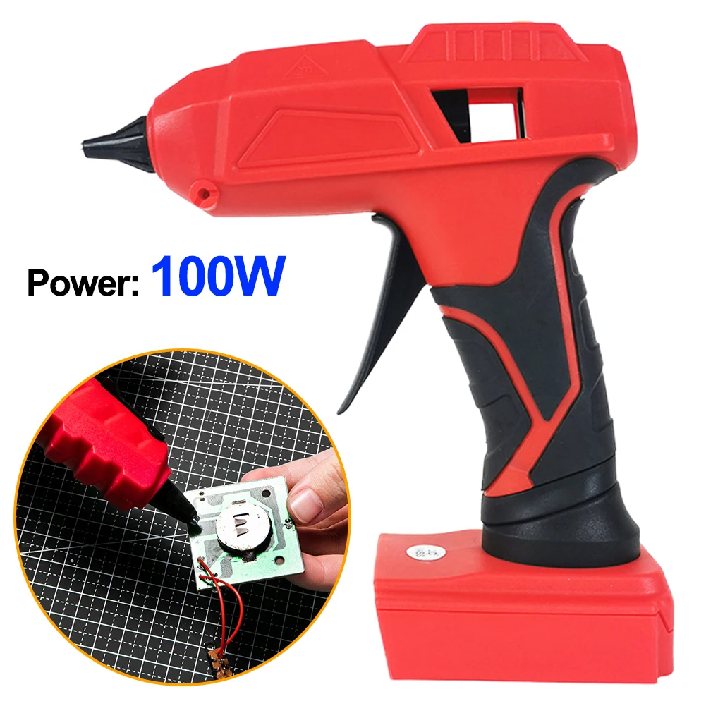 풀 사이즈 핫 멜트 글루건, 5PCs 글루스틱 포함, 100W 무선 핫 글루건, 예술 공예 DIY 학교 집 수리