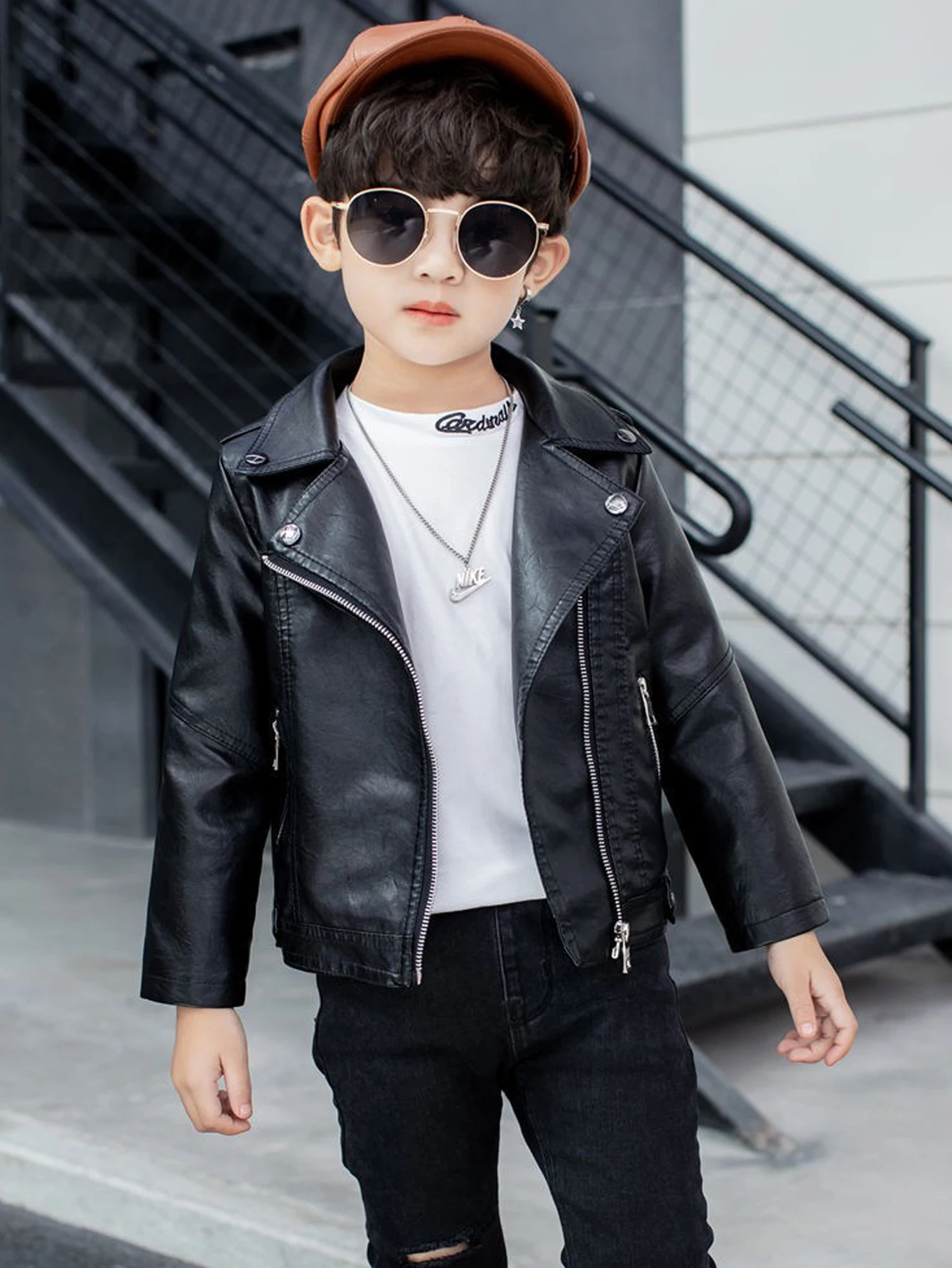 57323-625811.jpg Leather Jacket Boys Casual Zip-Up Coat