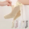 Baby Knee High Socks Kids Girls Boys Bow Long Sock Soft Cotton Mesh Breathable Children Hollow Out Socken for 0-3 Years Old 2