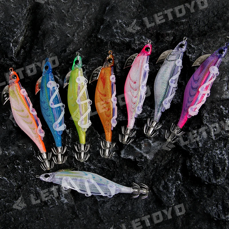 LETOYO Egi eginno 3.2# 20g 123mm Squid Jig Rattle Search Squid Fishing Lure Luminous Squid Hook Jigging Bait For Sea Fishing