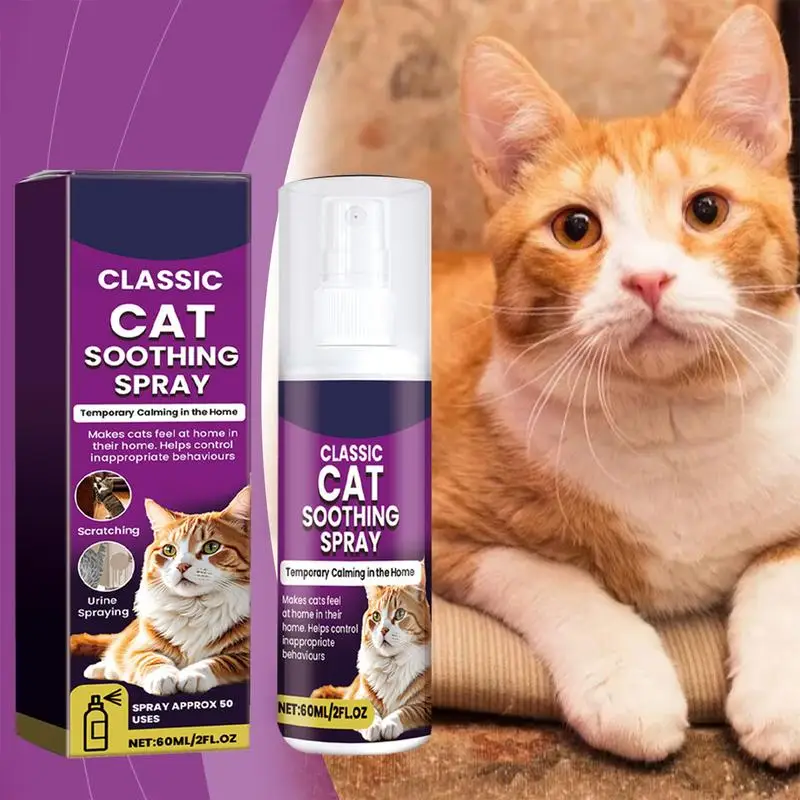 Cat Stress Relief Spray 100ml Scratch Prevention Cat Facial Spray Natural Plant-Based Acts Quickly Calming For