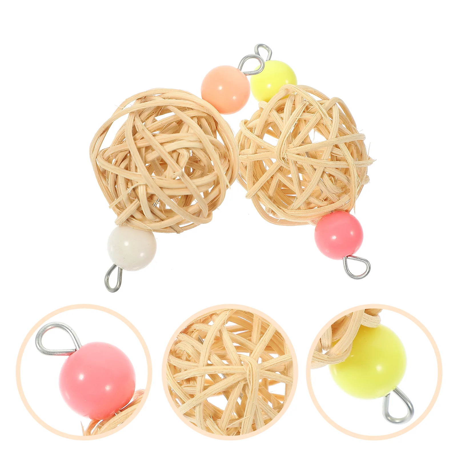 

2 Pcs Parrot Chew Toy Parakeet Wear-resistant Molar Bird Biting Funny Wooden Hanging