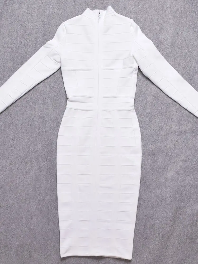 BEAUKEY Women White Hollow Out HL Bandage Dress Long Sleeve Bodycon Sexy  Cut Out High Neck Party Red Black Midi Runway Dress XL - AliExpress  200000345