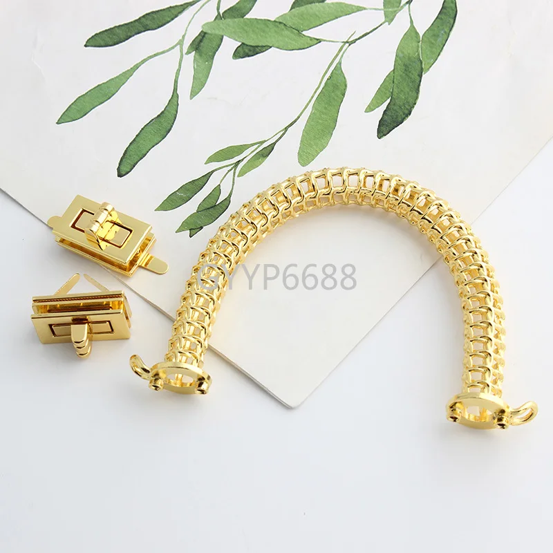 1-2-10Sets K Gold Metal Locks Handles For Women Bags Shoulder Purse Frame Clasps Twist Lock Handbags Replacement DIY Accessories