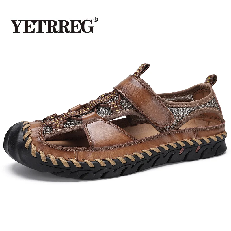 Hot Sale Summer Men's Sandals Outdoor Non-slip Men's Beach Sandals Handmade Genuine Leather Men's Shoes Fashion Men Sneakers