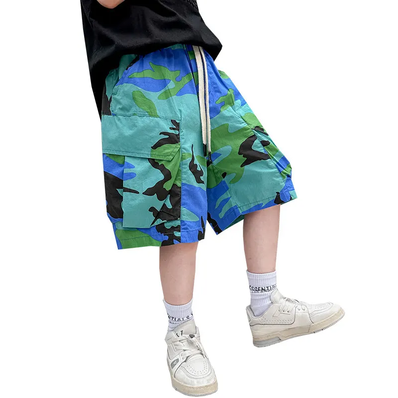 

Summer Big boys Casual Camo Print Shorts Children School Sport Short Pant with Pockets Kids cargo shorts 5 6 8 10 12 14 clothes